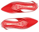 Sapatilha Slingback Corte Triangular Verniz Vermelha