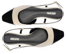 Sapatilha Slingback Ponta Preta Verniz Bege