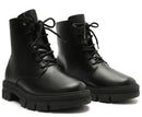 Bota Coturno Cano Curto Tratorada Lisa Preta