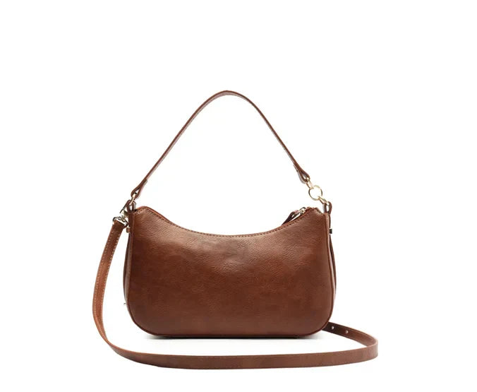 Bolsa Tiracolo Baguete Média Pespontos Marrom